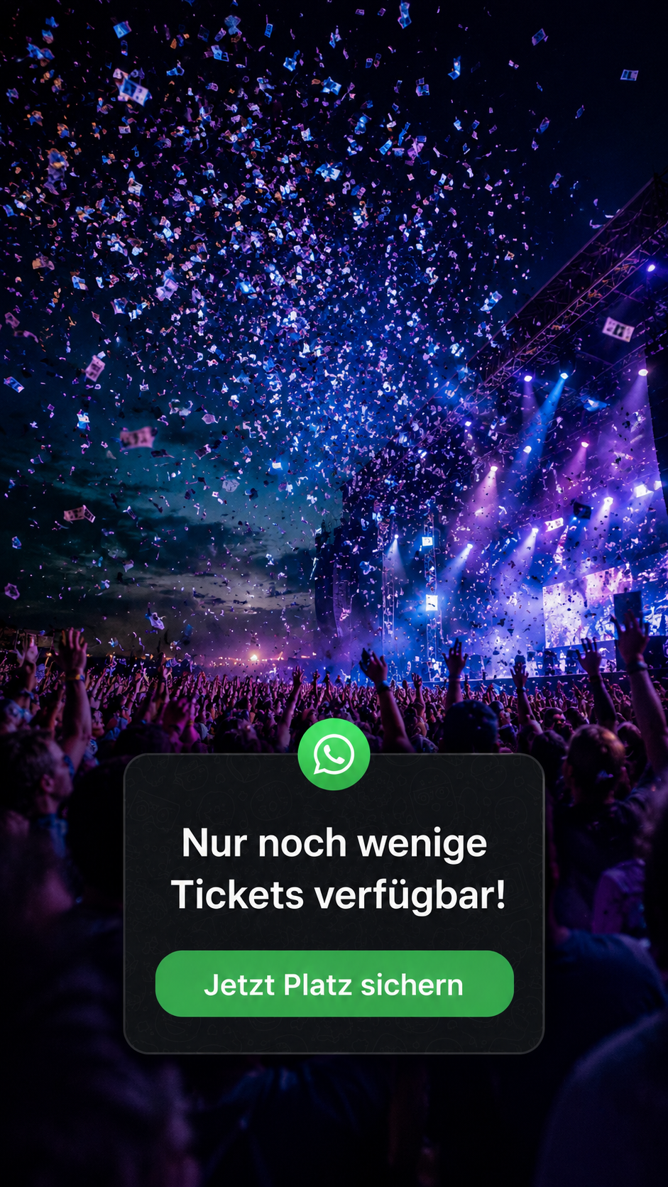 WhatsApp-Nachricht: Nur noch wenige Tickets verfügbar